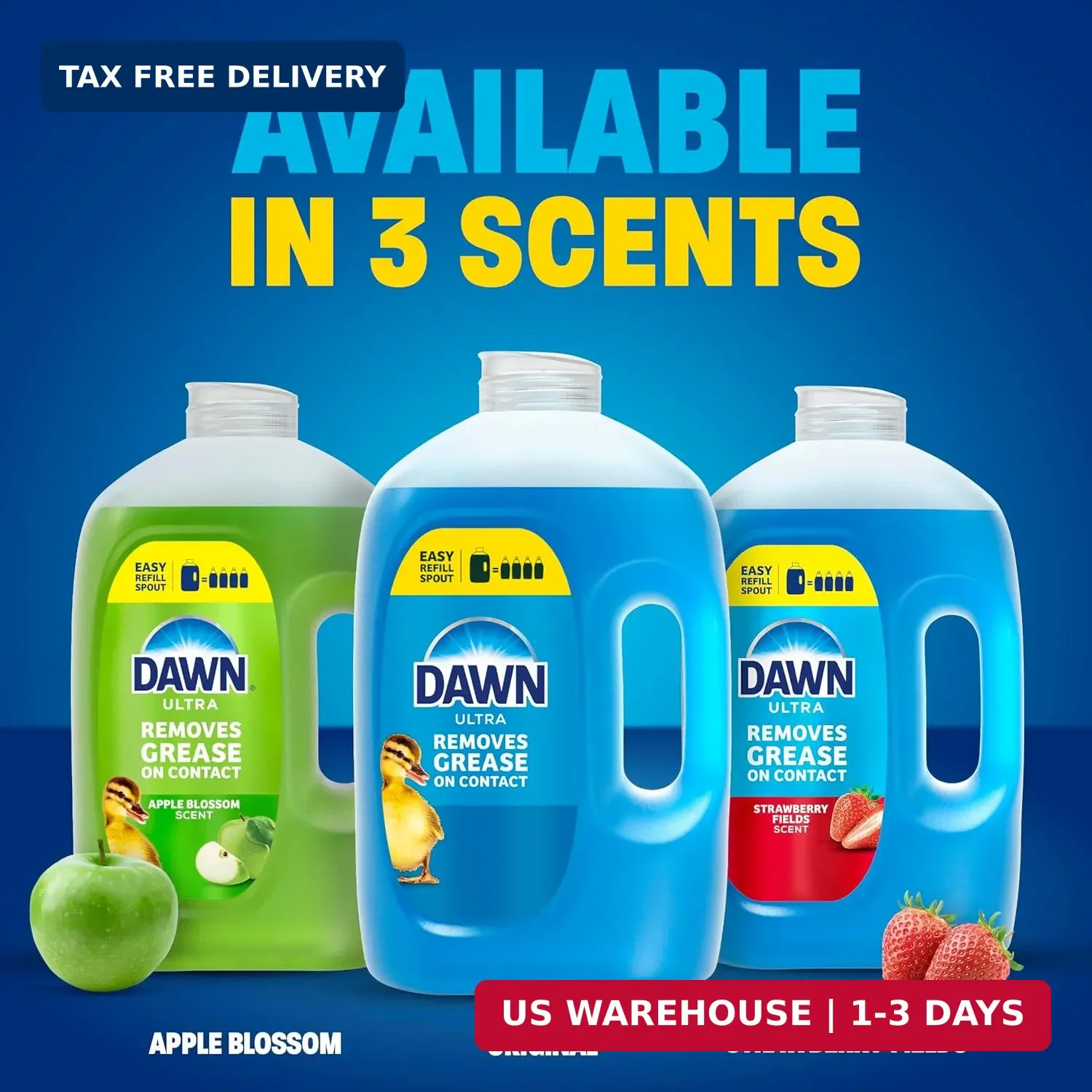 Dawn Ultra Original Dish Soap Refill Jug, Large Size Original Blue Liquid Dishwa