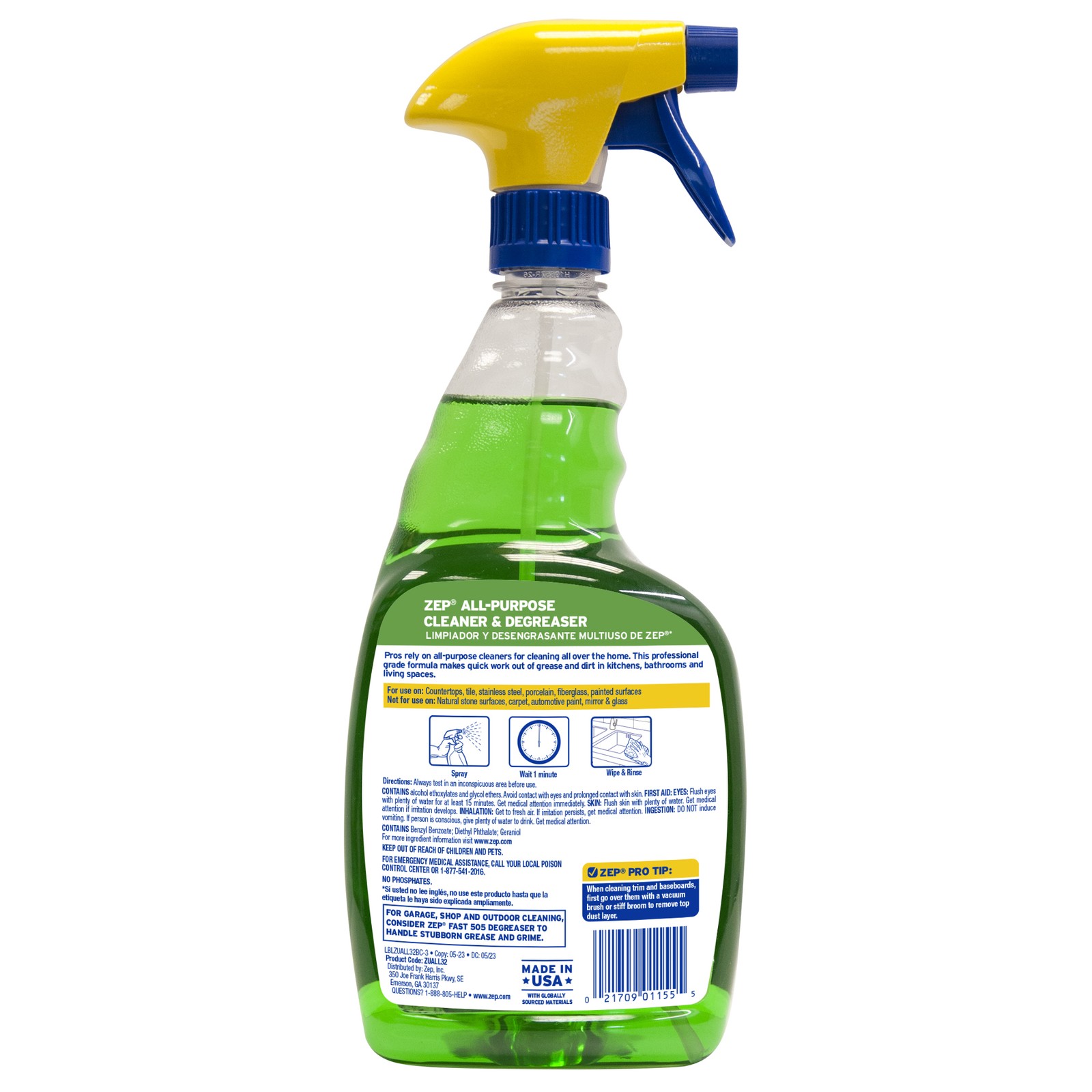 Zep All-Purpose Cleaner and Degreaser – 32 Ounce (Case of 12) – ZUALL32 –