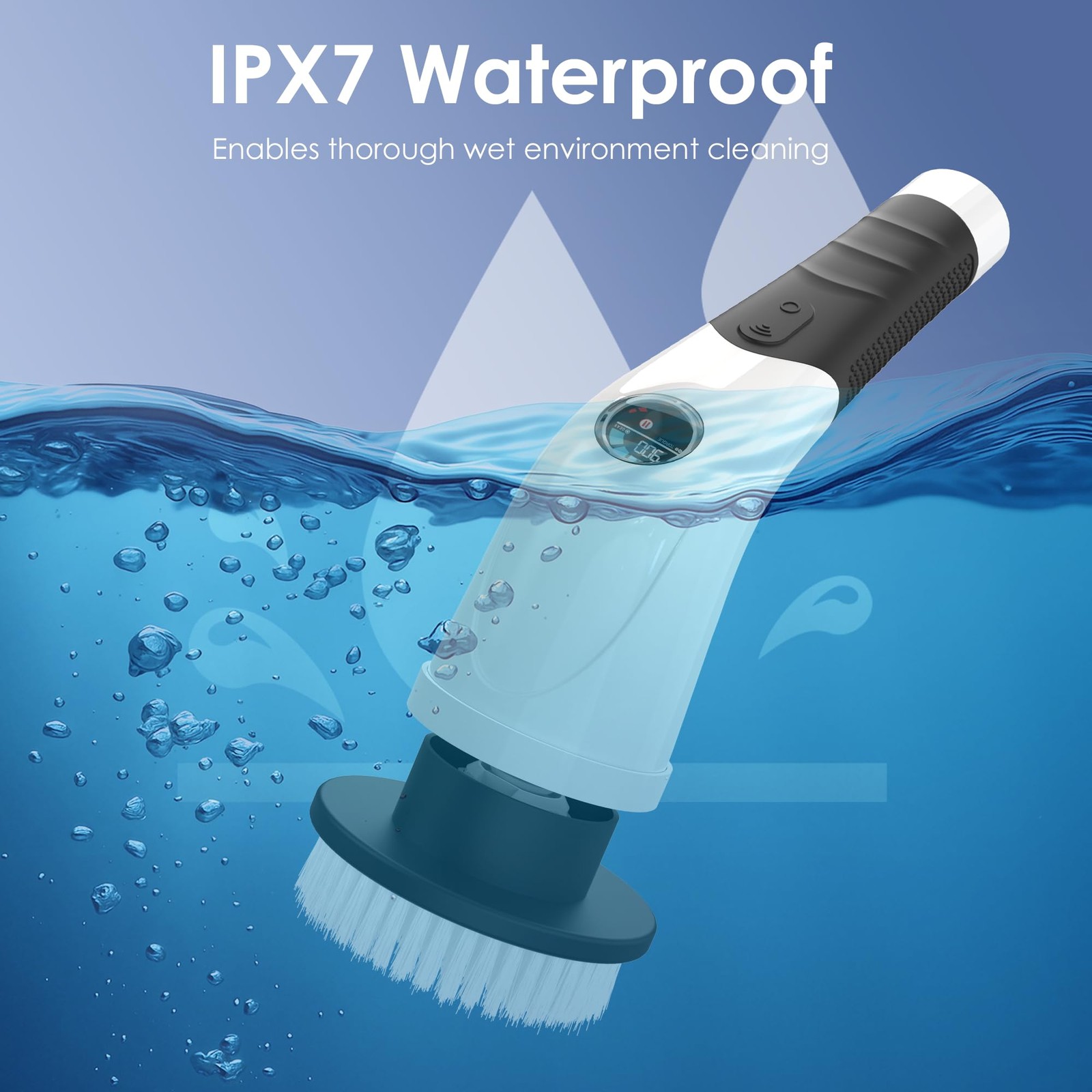 Cordless Spin Scrubber, IPX7 Waterproof Rechargeable Power Cleaning Brush wit…