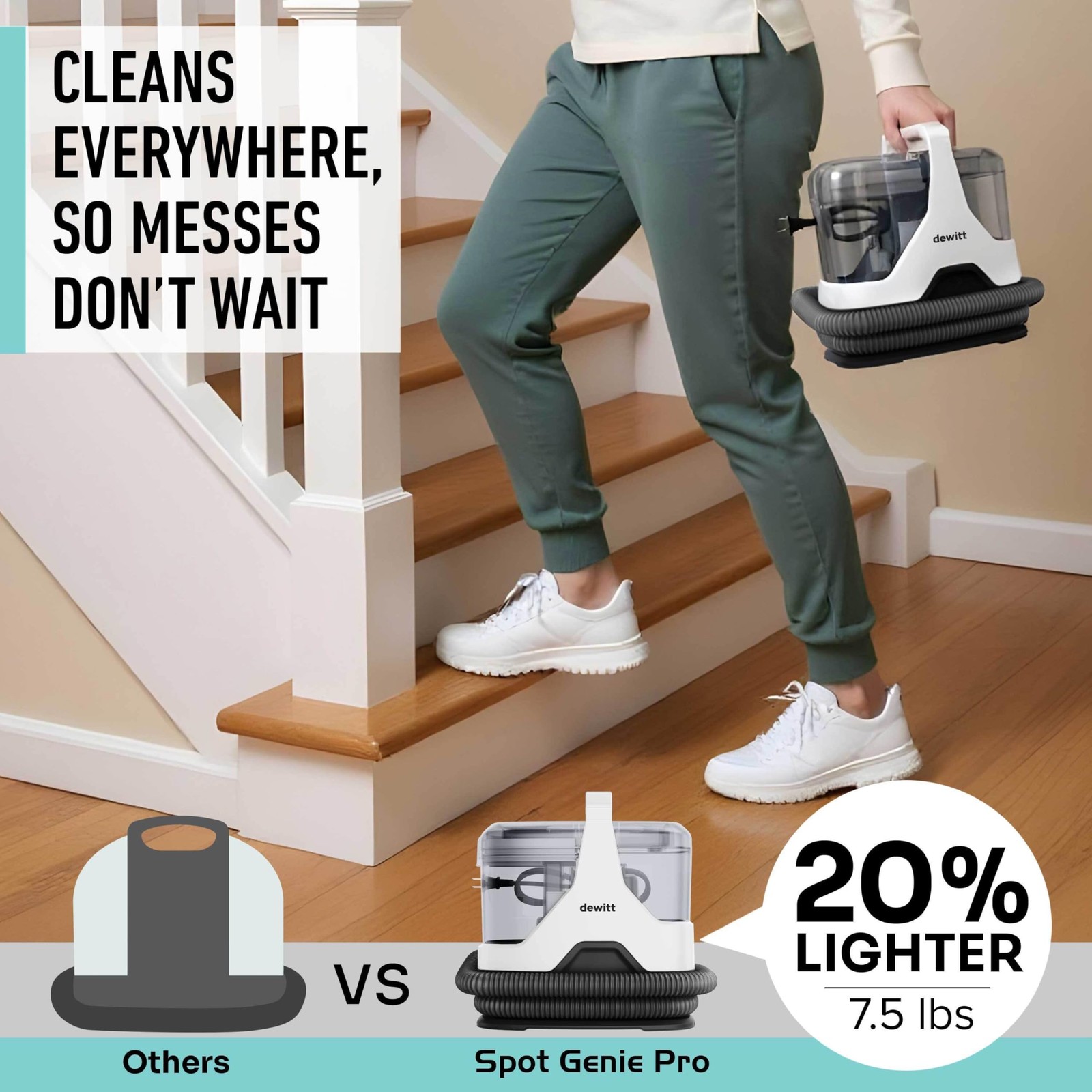 Spot Genie Portable Carpet Cleaner Machine, Upholstery Cleaner – Lightweight …