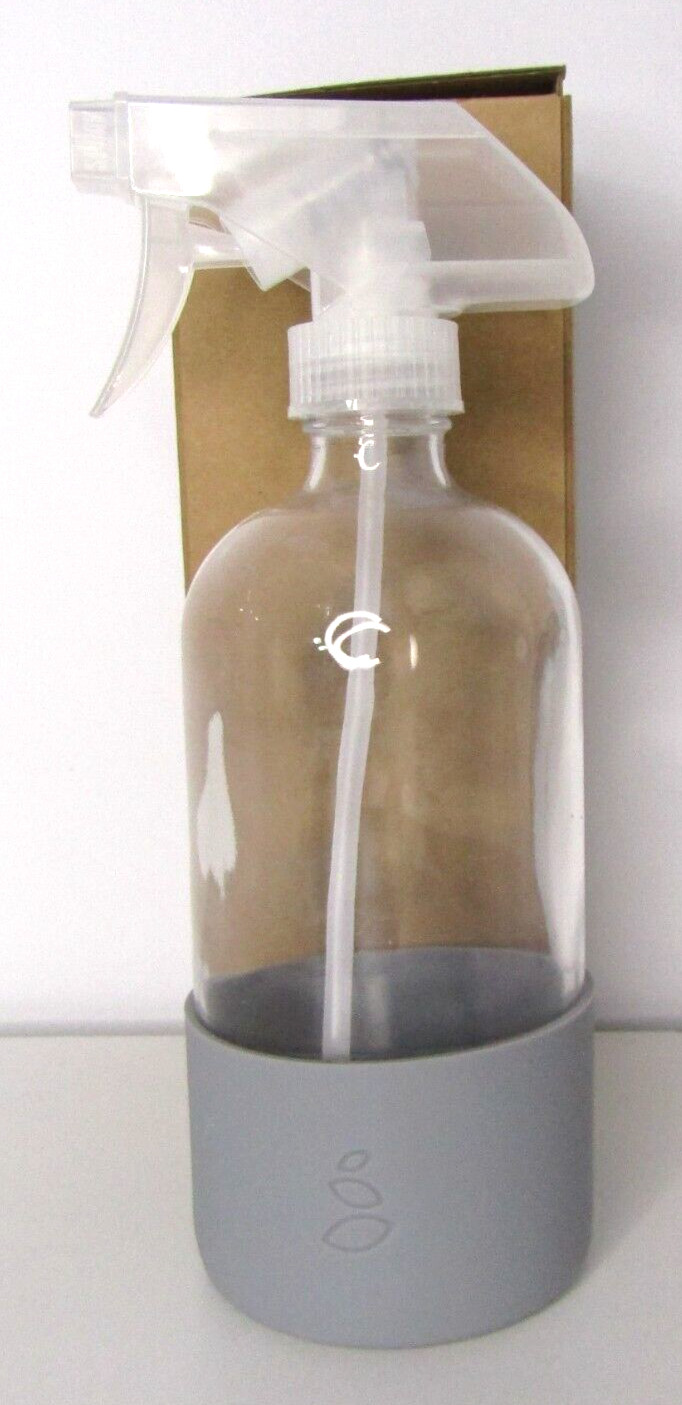 Grove Collaborative 16oz Glass Spray Bottle With Gray Silicone Sleeve New