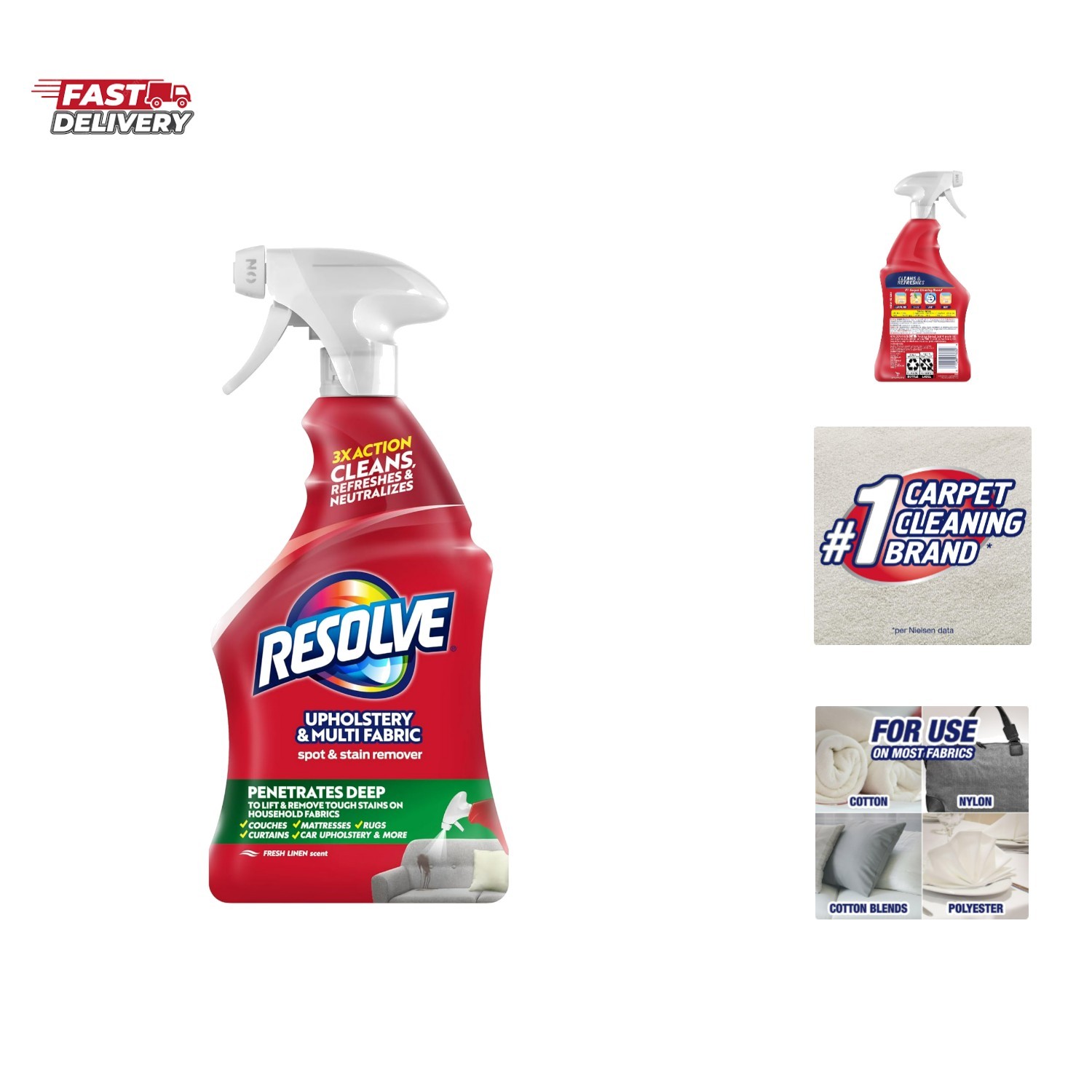 Carpet Cleaner, 22 fl oz Multi-Fabric Cleaner and Upholstery Stain Remover, C…