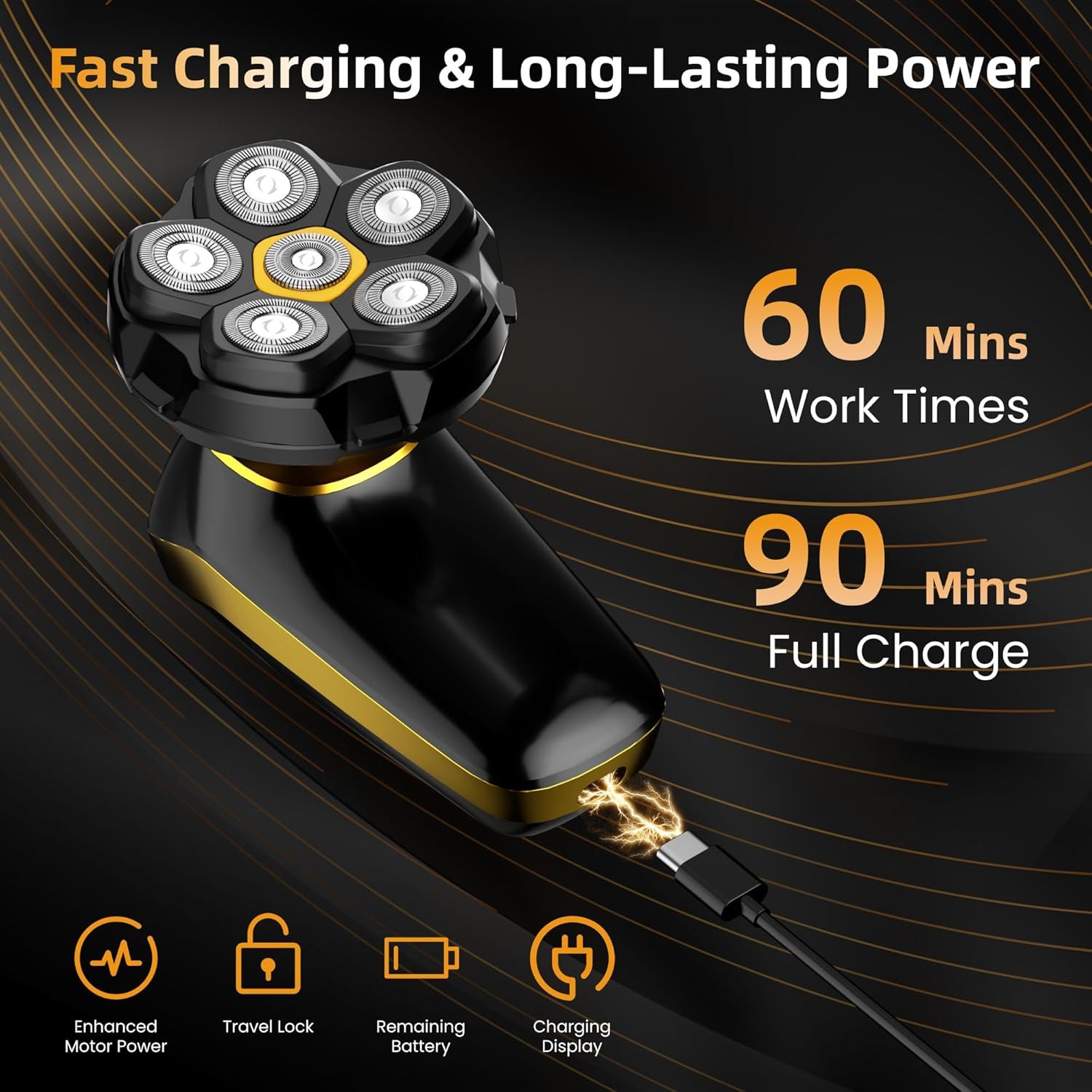 Back Shaver for Men: Long Foldable Handle Electric Back Razor with 6D No-Scrat