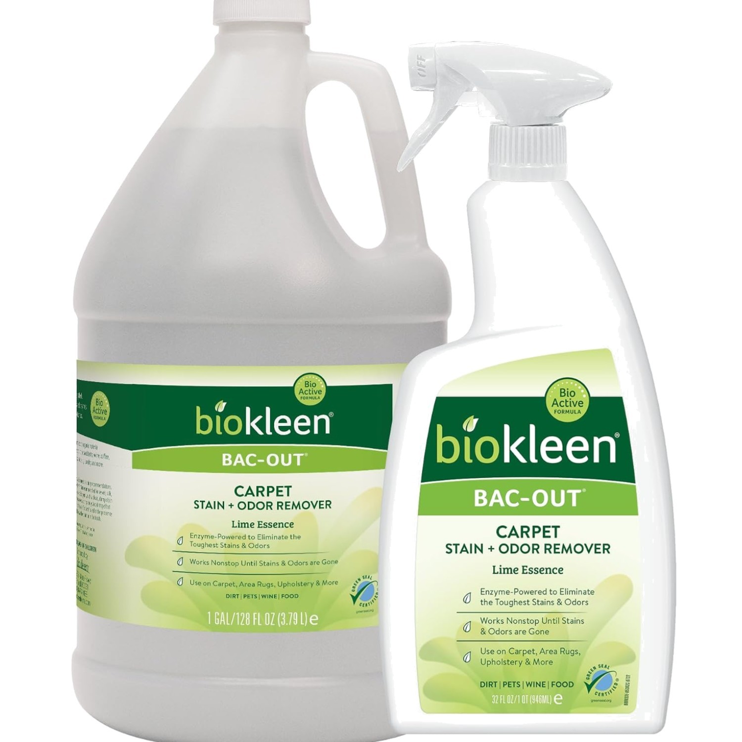 Bac-Out Stain Remover for Carpet, Clothes – 32 Ounce and Gallon Refill – Enzy…