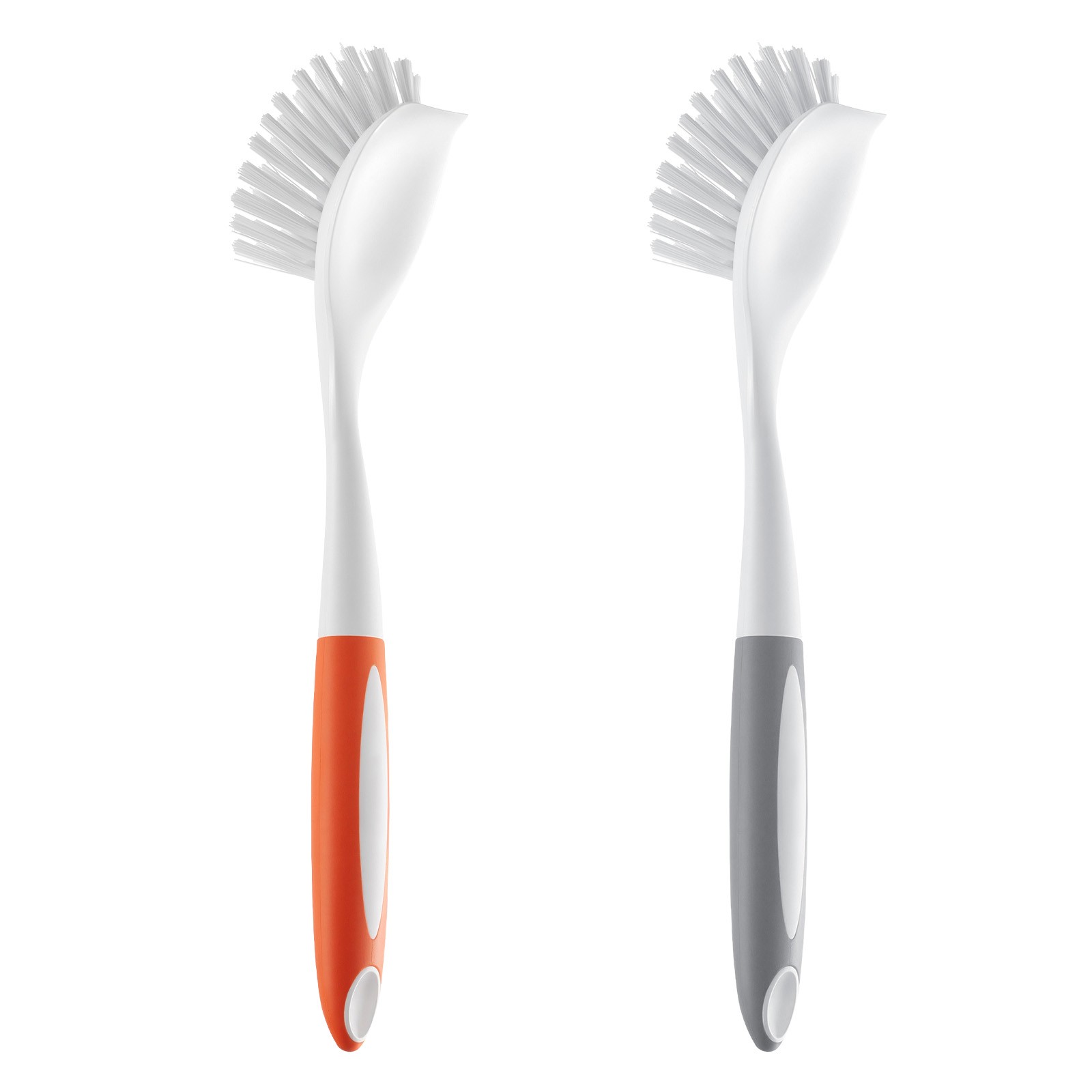 Uimoso Set of 4 Kitchen Scrub Brushes with PP Handle – 2 Gray & 2 Orange