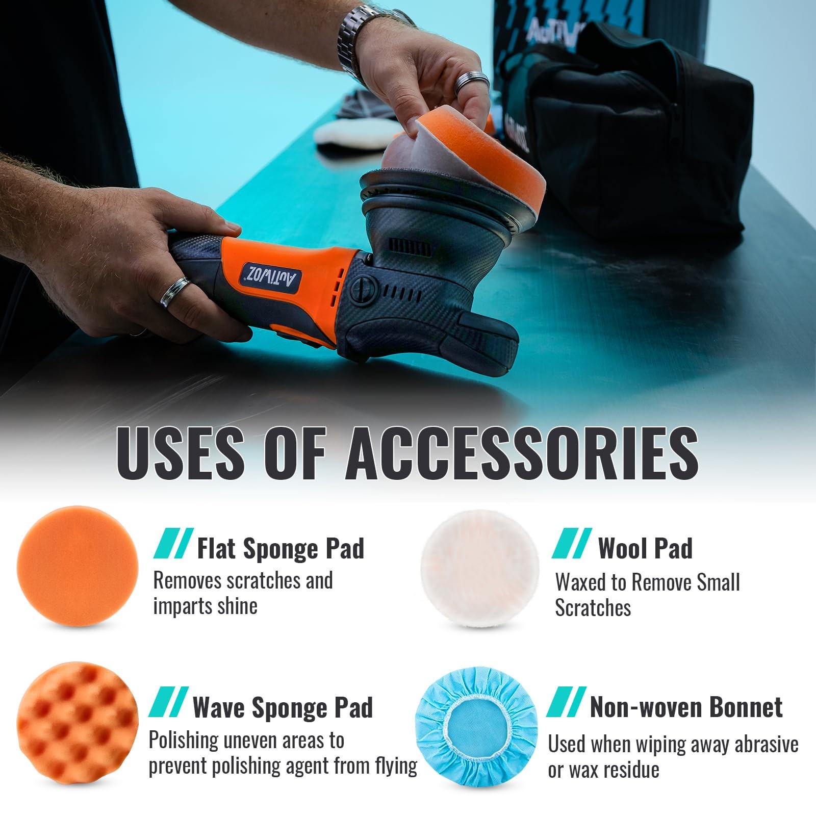 5 Inch DA Polisher for Car Detailing, 9mm Random Orbital Polisher Buffer, 6 S…