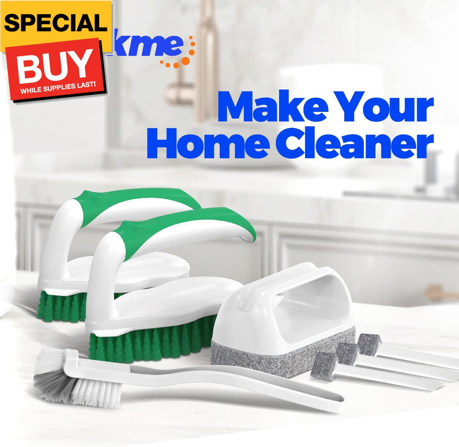 7 Pack Deep Cleaning Brush Set, Scrub Pads with Scraper Tip for Pool Walls, Bath
