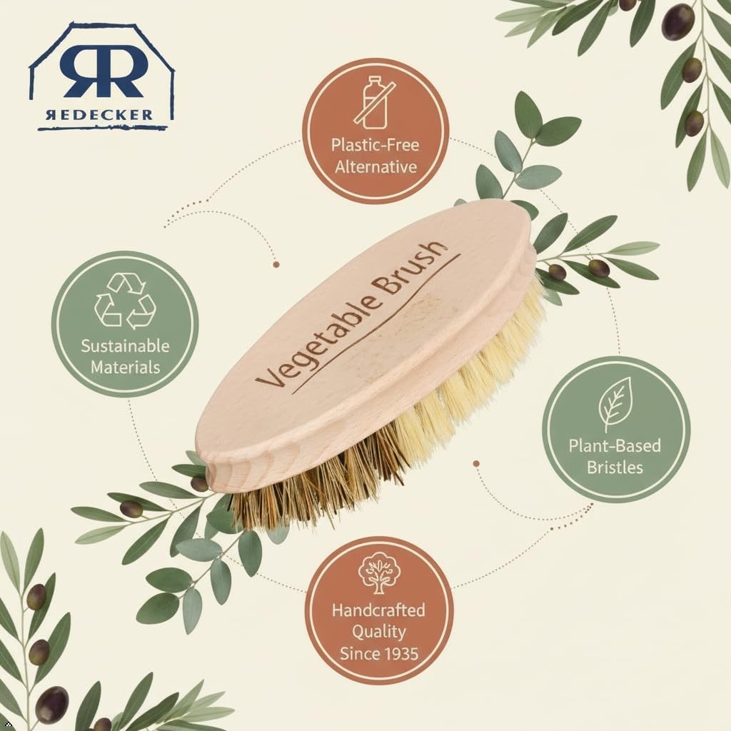 Hard And Soft Side Vegetable Brush Beechwood Handle 2 Different Bristle Strength