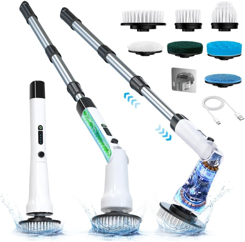 Electric Spin Scrubber, Power Shower Cleaning Brush with