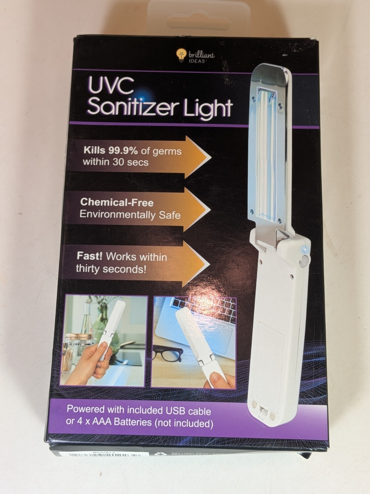 UVC Sanitizer Light By Brilliant Ideas. Unused In Open Box