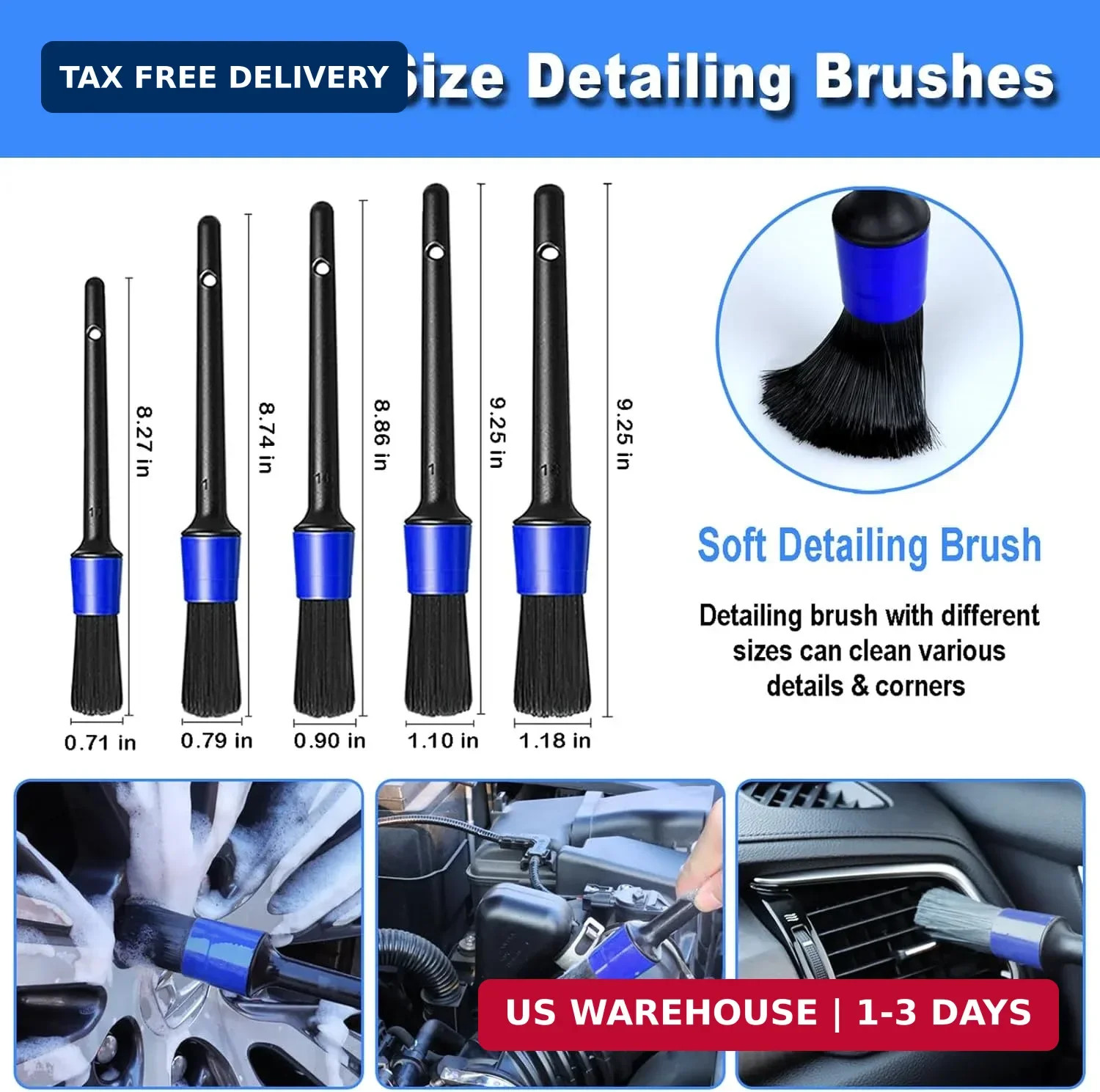 12Pcs Wheel Brush Kit for Cleaning Wheel and Tire, Wheel and Rim Brush, Car Deta