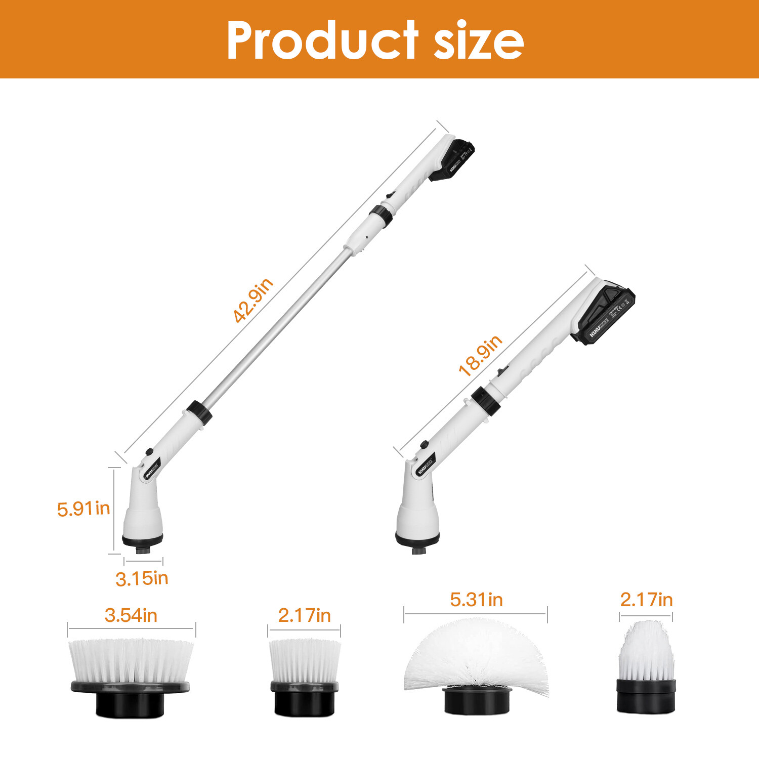 Electric Spin Scrubber Cordless Brush Rechargeable Cleaning Brush with 4 Head