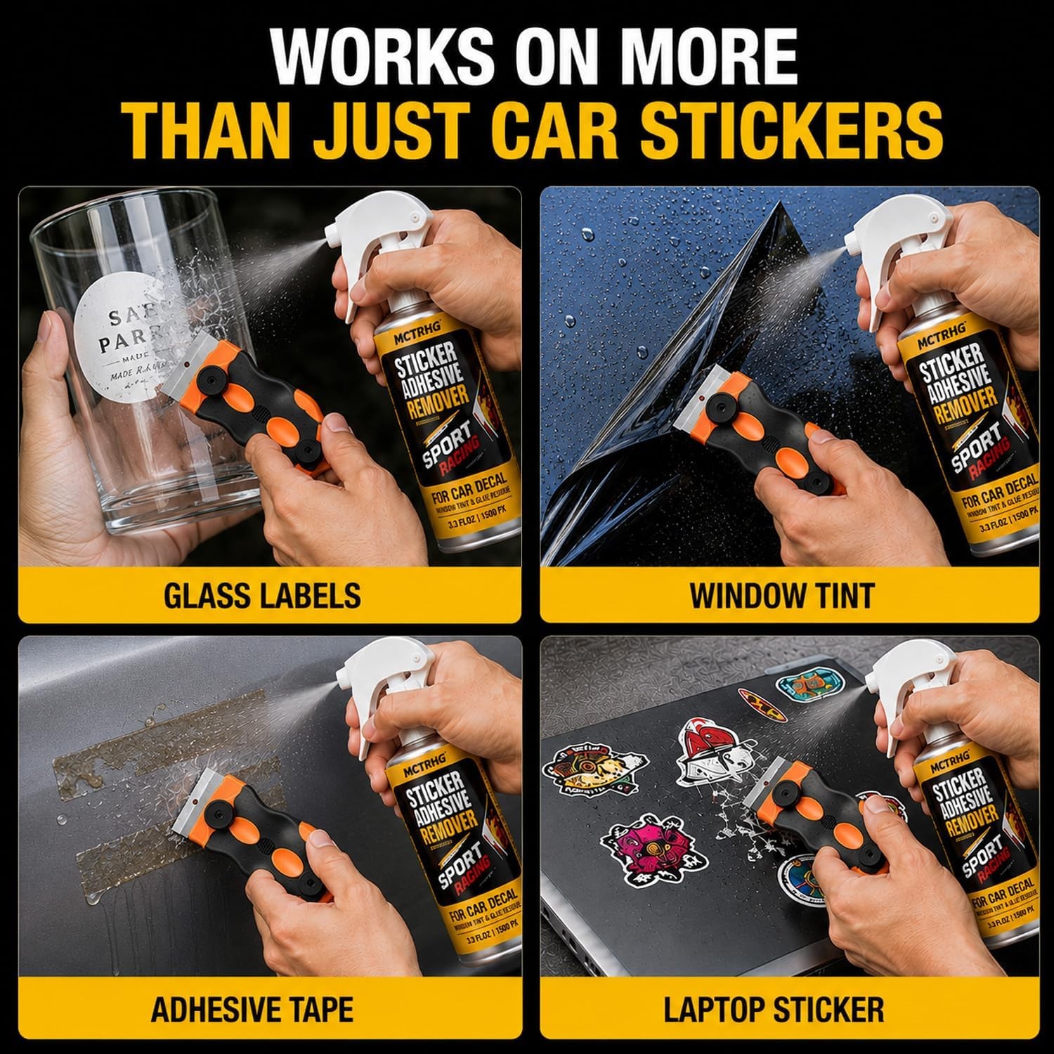 Adhesive Sticker Remover for Removing Car Decal, Window Tint, Glue Residue – 3.3