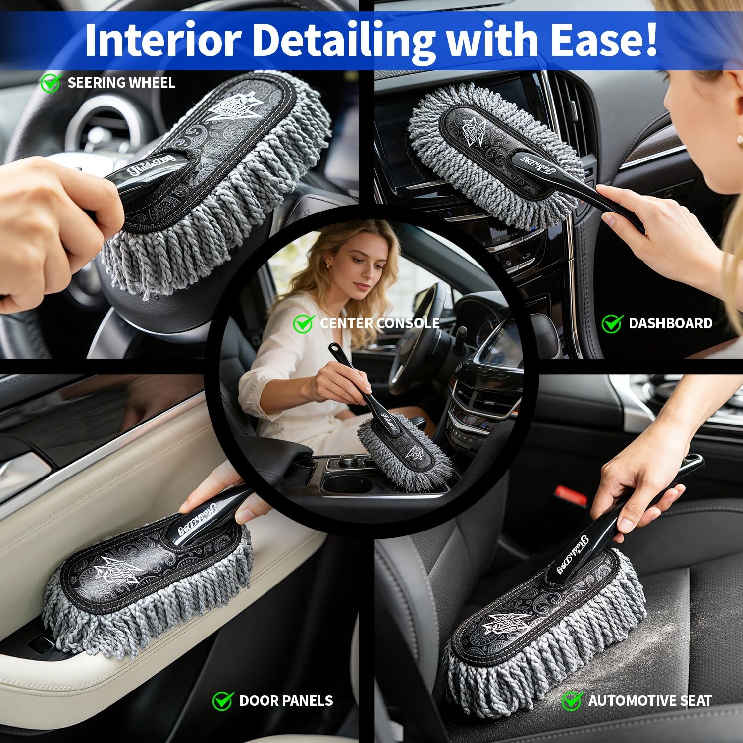 Car Duster Exterior & Interior Duster Aluminum Alloy Extendable Handle and Wa…
