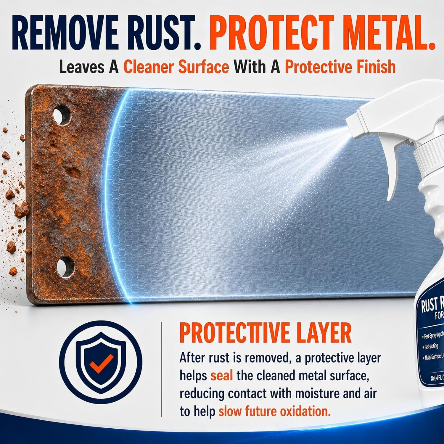 Rust Remover Spray for Metal, Highly Concentrated Metal Rust Remover for Car Par
