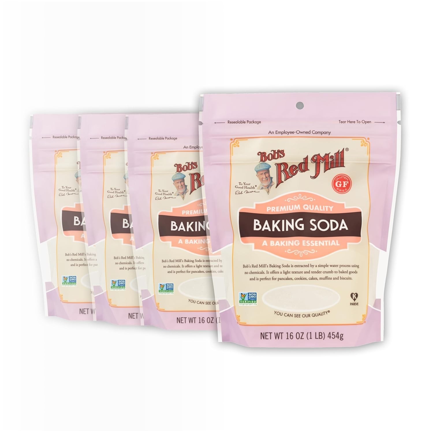 Baking Soda – 1 Pound Pack of 4, Non GMO, Gluten Free, , Kosher, Paleo Friendly