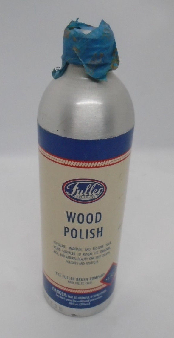 Fuller Brush Wood Polish 10 oz Vintage Aluminum Bottle Full Bottle