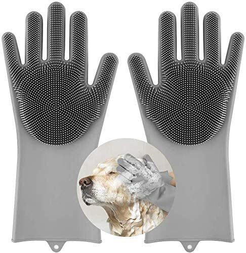 Pet Grooming Gloves Multipurpose Silicone Heat Resistant Soft Brush Massage Mag