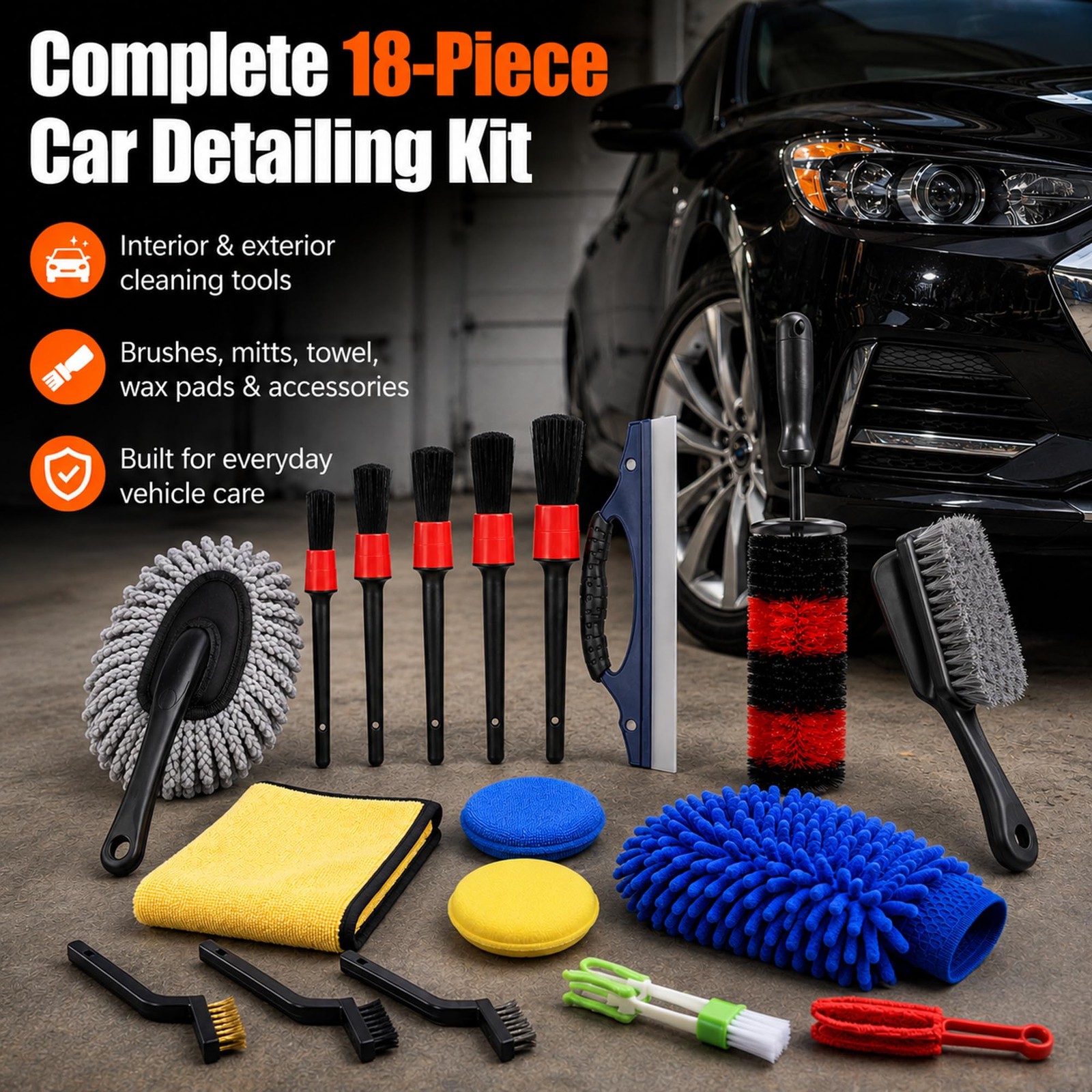 18-Piece Car Detailing Kit – Complete Car Interior Detailing Kit and Exterior…
