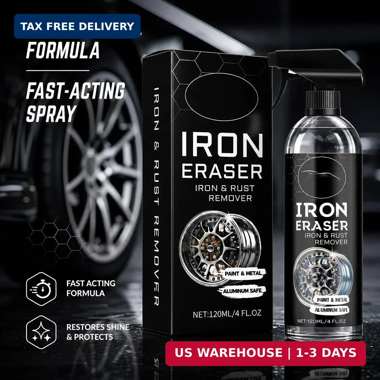 120ml Fast Iron and Rust Remover Spray for Cars, Wheels, Paint and Metal | 120ml