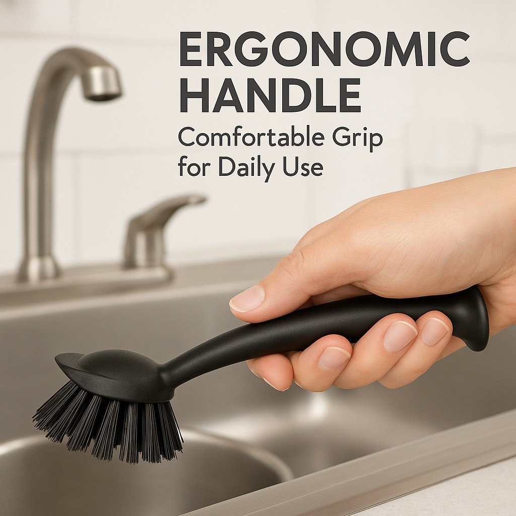 2-Pack Suction Cup Dish Brush – Kitchen Sink Scrubber | Long Handle Cleaning
