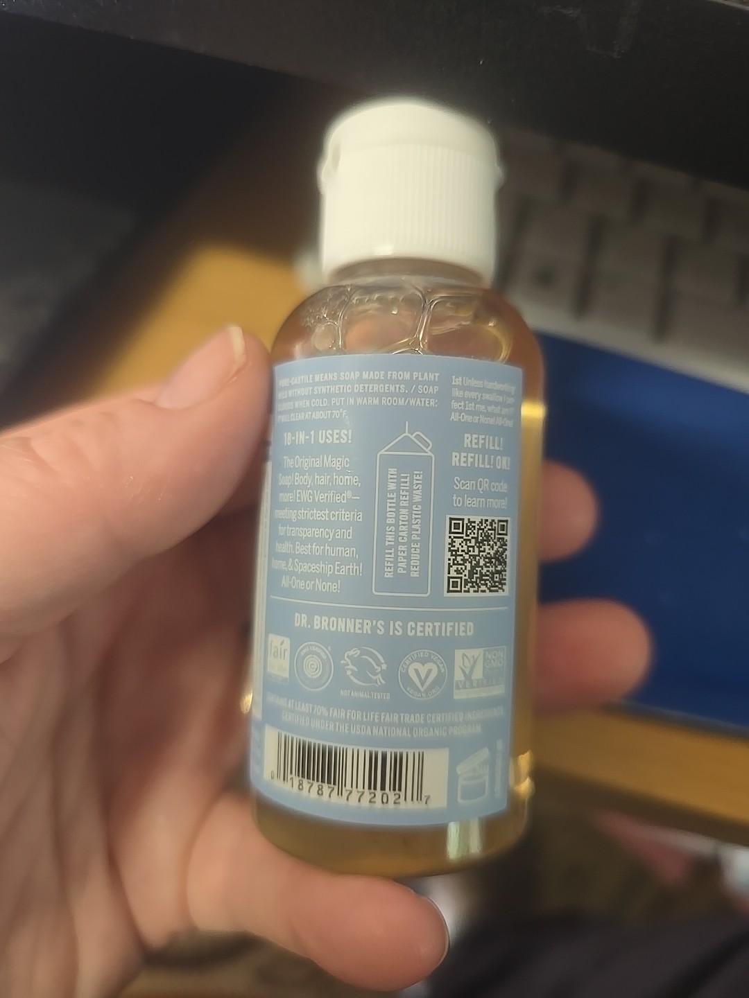 Dr. Bronner’s – Pure-Castile Liquid Soap, Baby Unscented, Travel Size, 2 Fl Oz