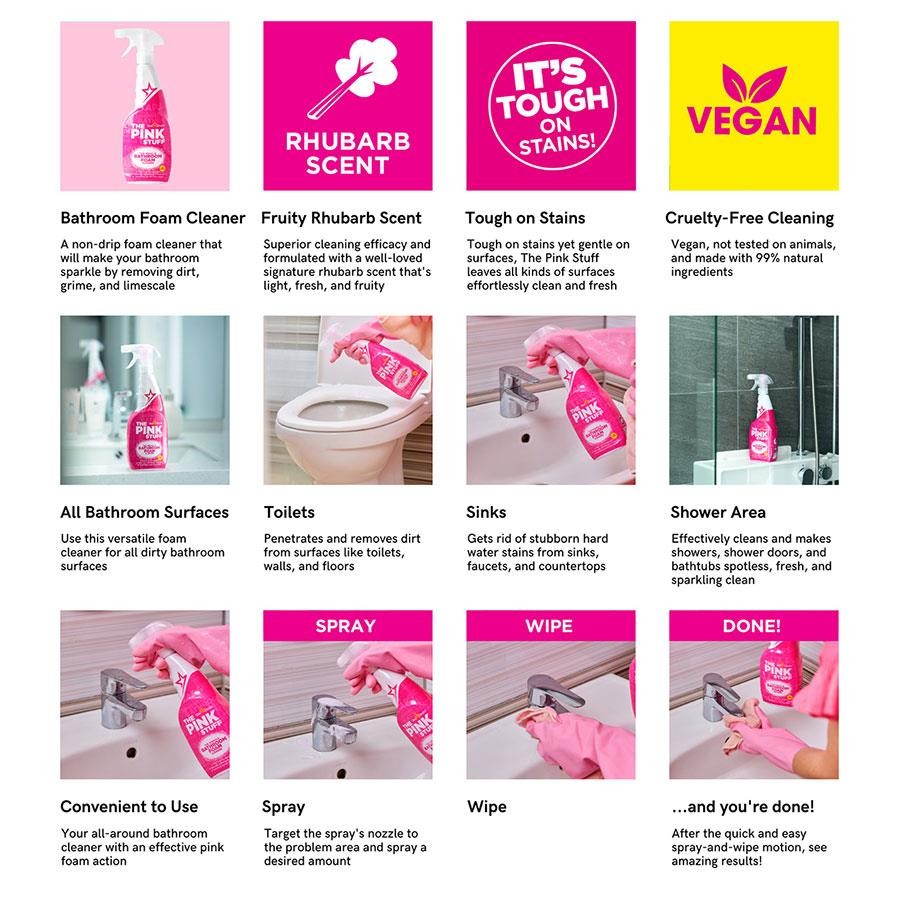 The Pink Stuff Bathroom Foam Cleaner, 25.4oz Spray – 82383