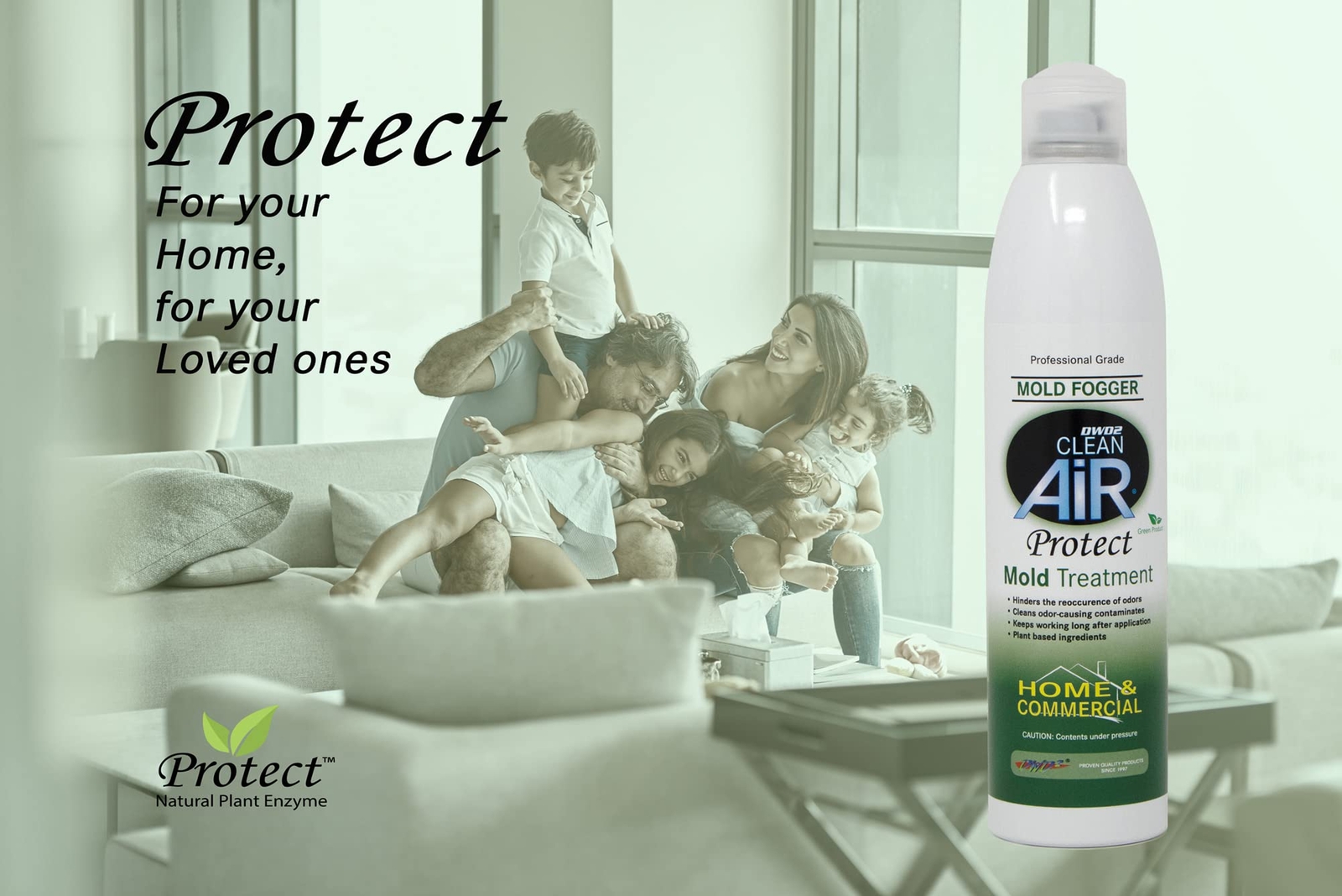 DWD2 Clean Air Protect Fogger 8oz Mold Odor Treatment Multi Surface Odor Elim…