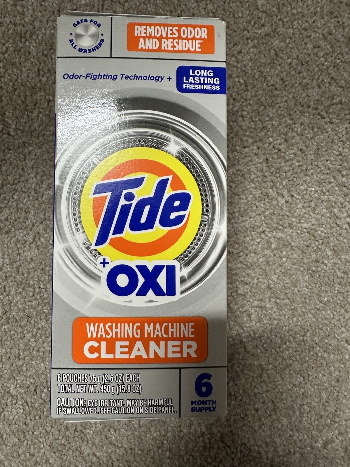 Tide + Oxi Washing Machine Cleaner Pouches, Odor/Residue Remover, 6 Pack 15.8 oz