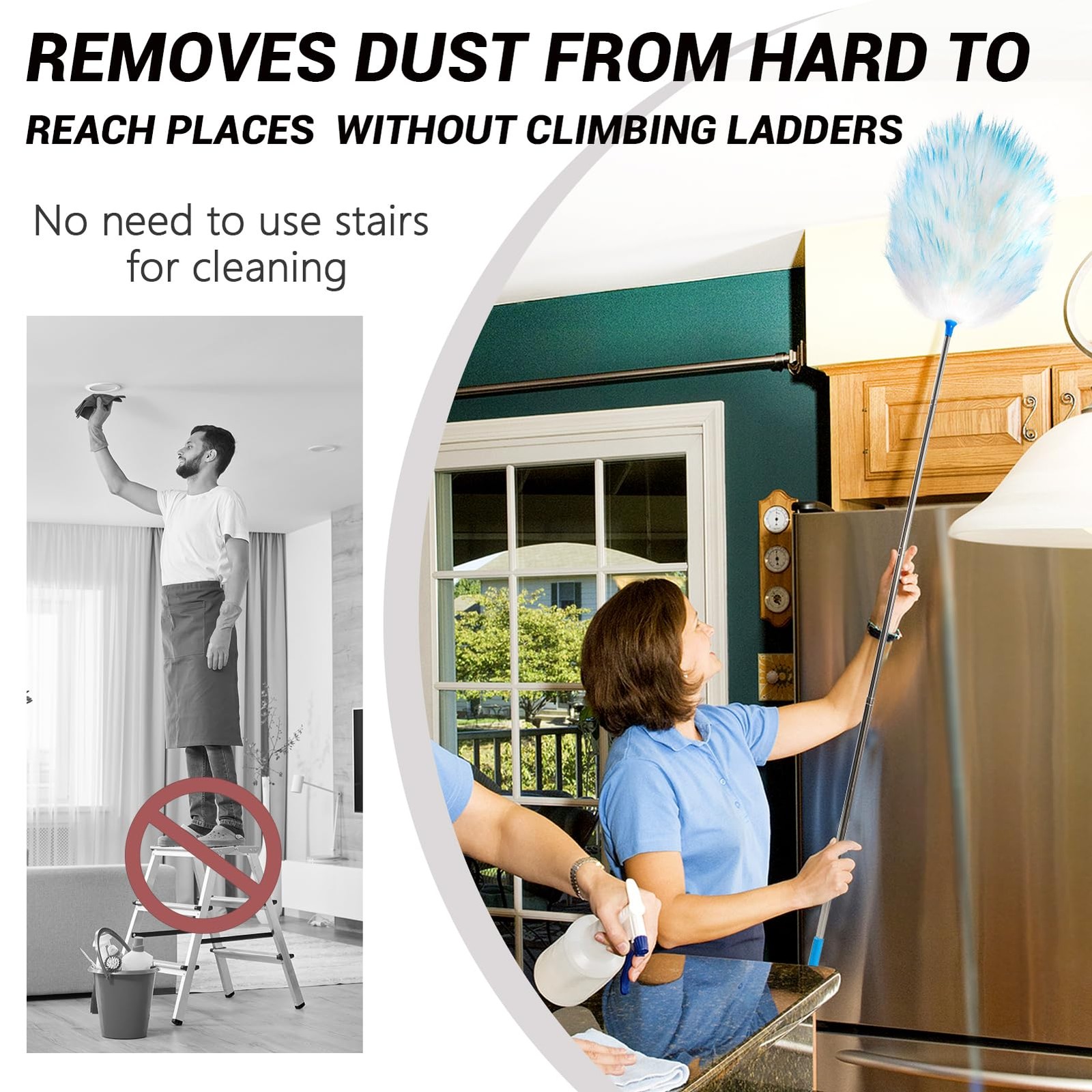 5PCS Extendable Lambswool Duster with 35-55 Inch Adjustable Aluminum Handle,F…