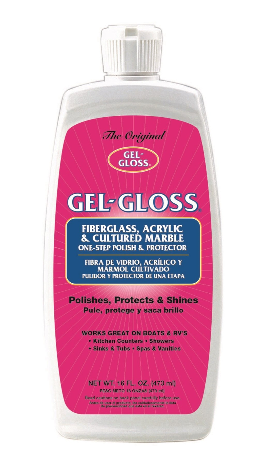 TR Industries Gel Gloss Fiberglass Cleaner Polish 16oz for RVs Tubs and Showers