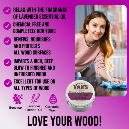 Daddy Van’s All Natural Beeswax & Lavender Furniture Polish – Chemical-Free,
