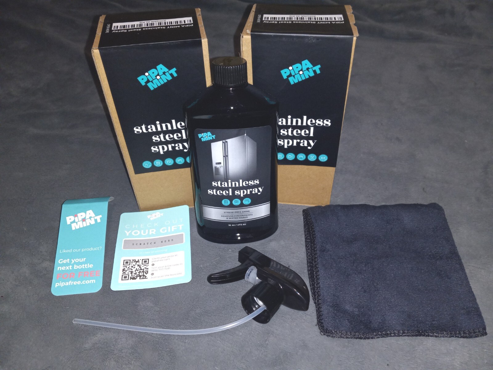 ×2 Pipa Mint Stainless Steel Spray Cleaning Kit- 16oz Bottles+ Microfiber Towels