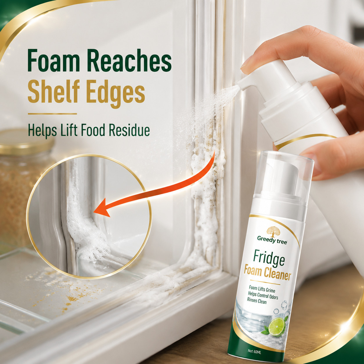 Refrigerator Cleaner Foam Spray For Fridge Shelves Helps Control Odors