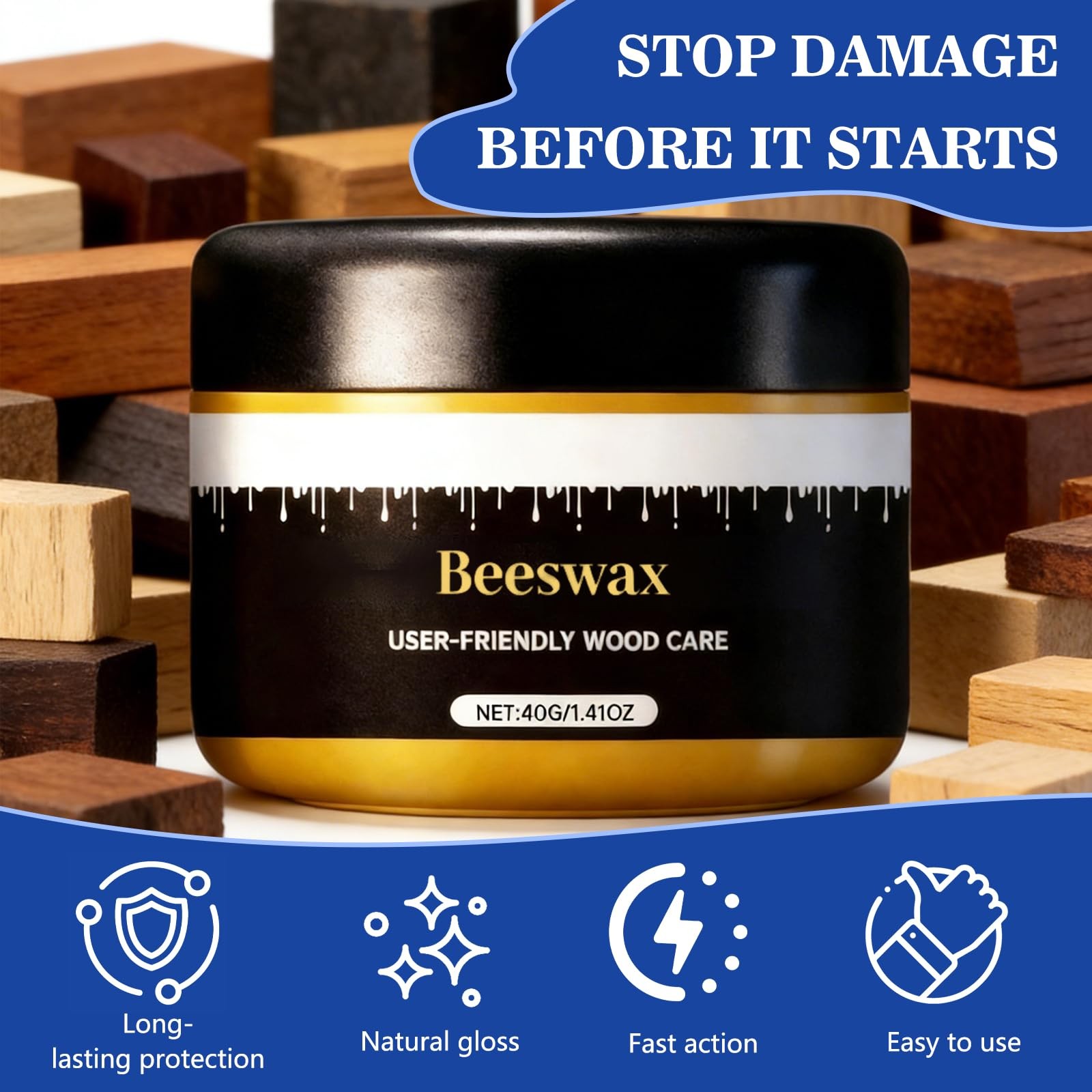 2pcs Wax, Beeswax Gleam – Premium Wax & Polish, All-Natural Wood Conditioner,…