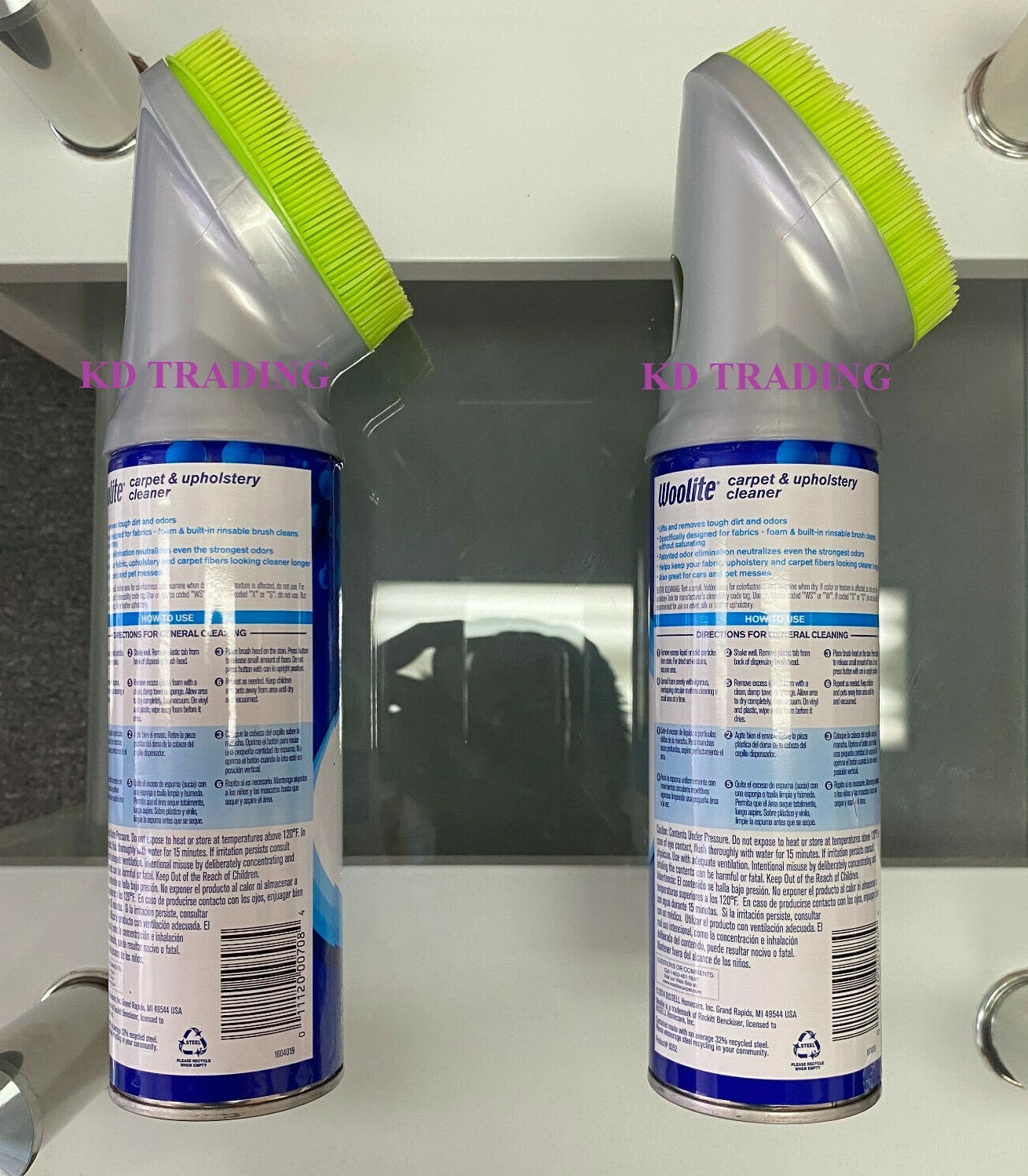 (2-Pack) Woolite CARPET UPHOLSTERY Foam Cleaner Odor Stain Remover with Brush 
