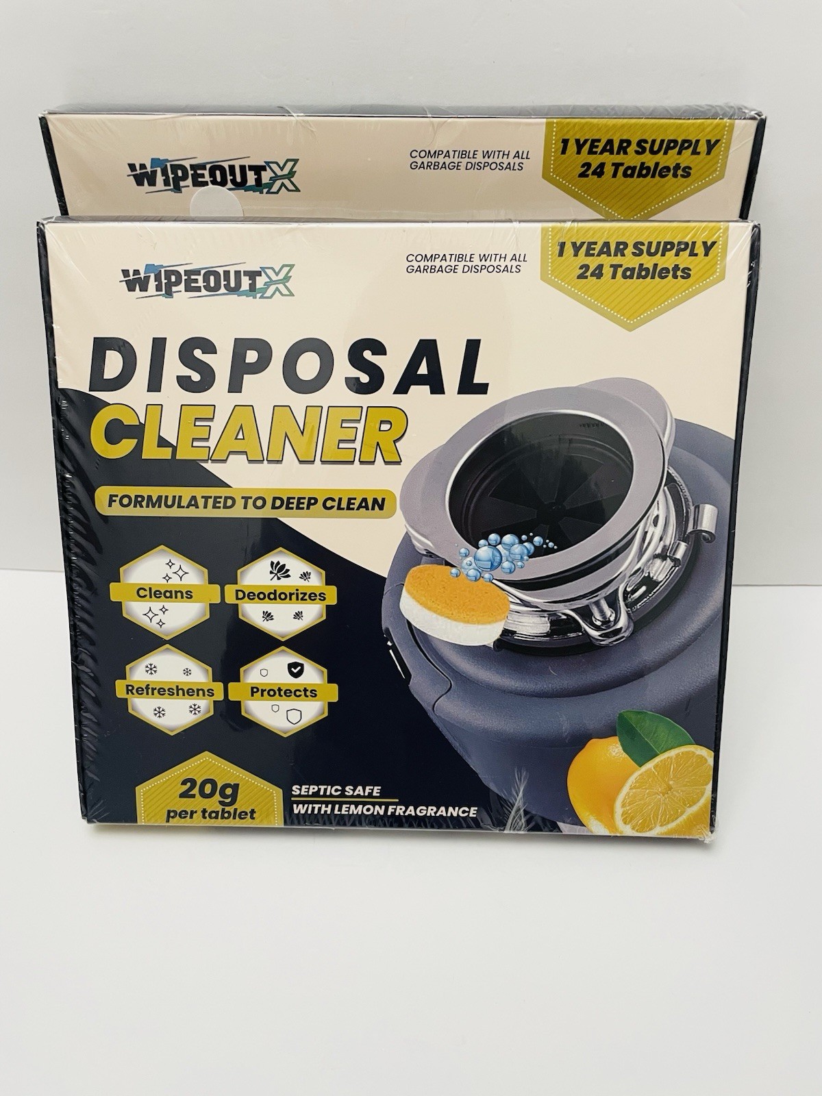 Wipeoutx Garbage Disposal Cleaner 2 Pack Lemon Fragrance 24 Tablets Each