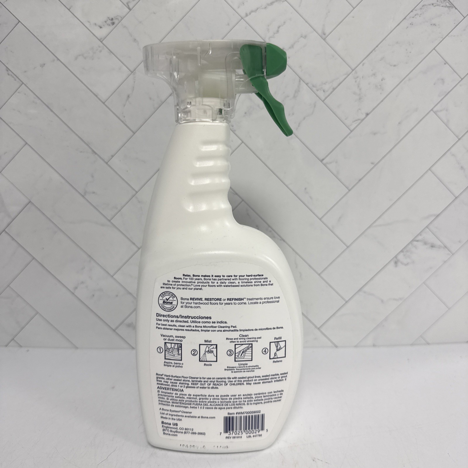 Bona Hard-Surface Floor Cleaner Spray, 36 Fl Oz Spray, Original Streak Free