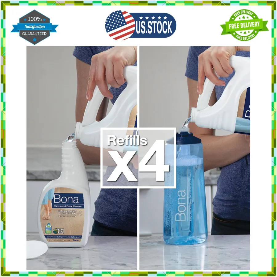 Bona Hardwood Floor Cleaner Refill 128 fl oz Unscented Residue Free Wood Solu…