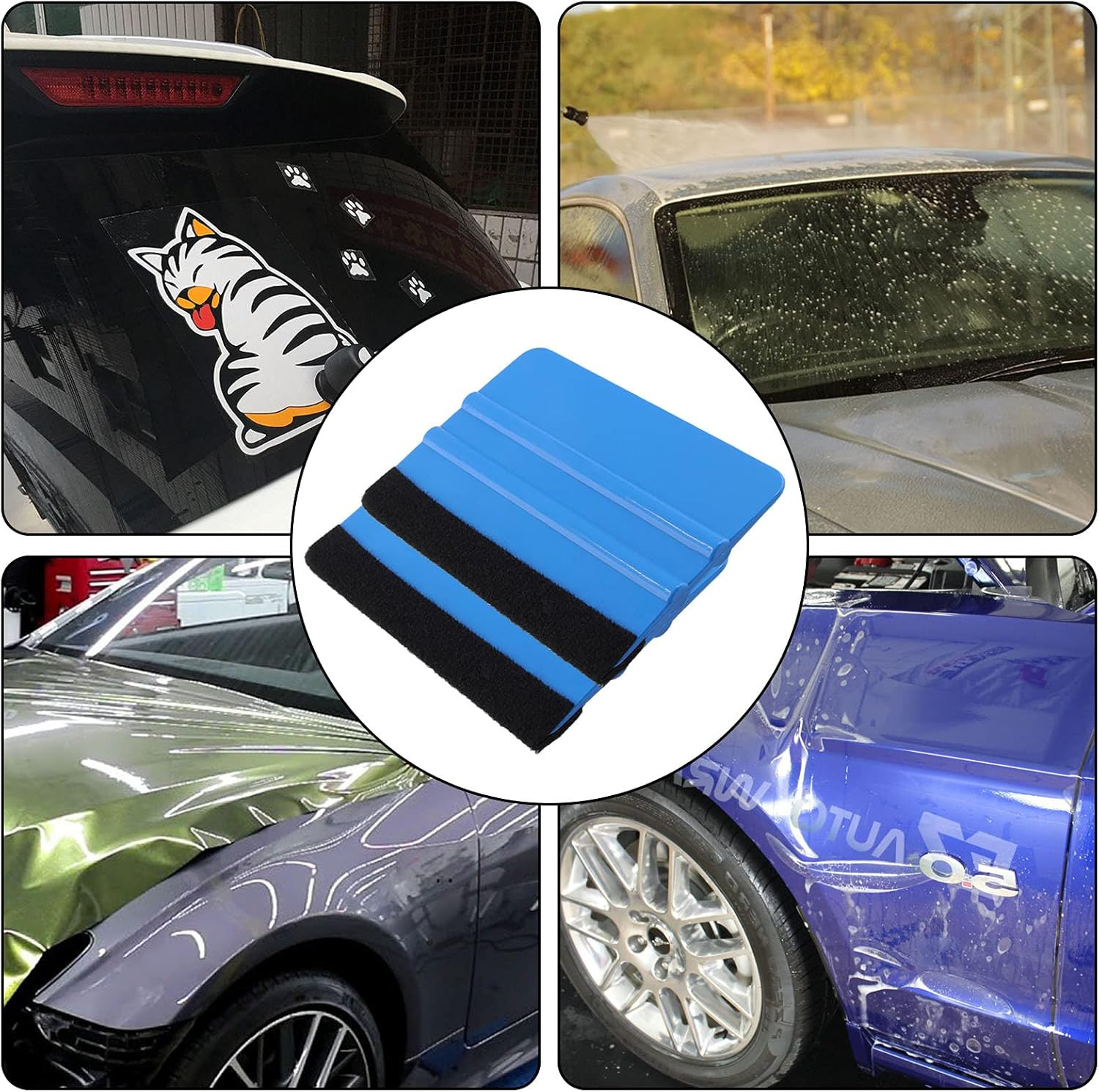 Zorfeter 10 Pcs 4 Inch Felt Edge Squeegee, Car Vinyl Scraper Decal Applicator To