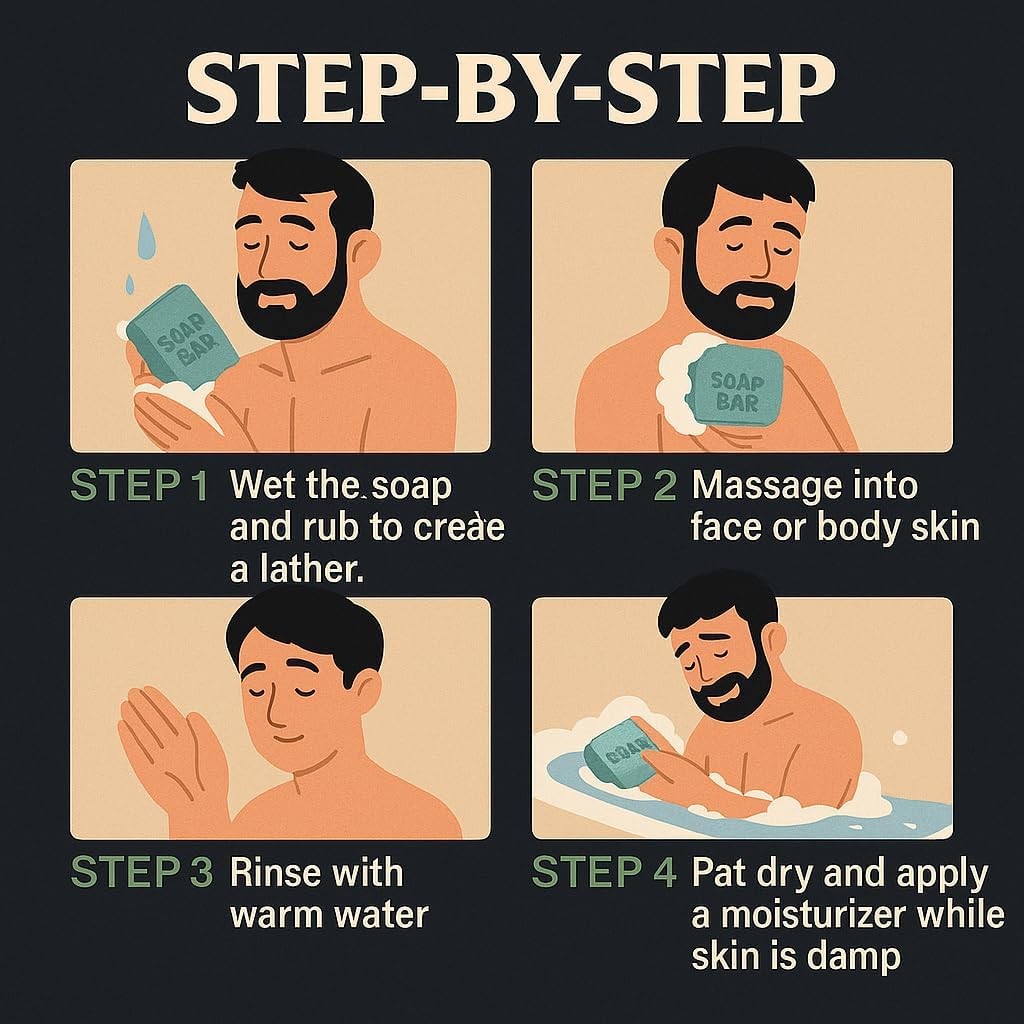 Natural Soap for Men, Soap Bar with ential Oils, Cold Pred Bar Soap
