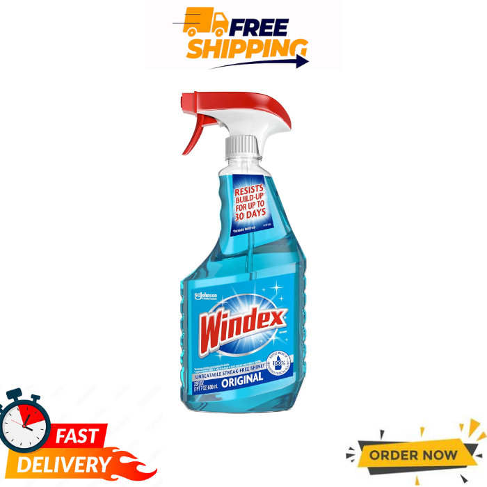 Windex Glass & Window Cleaner Spray, Original Blue Scent, 23 Fl Oz