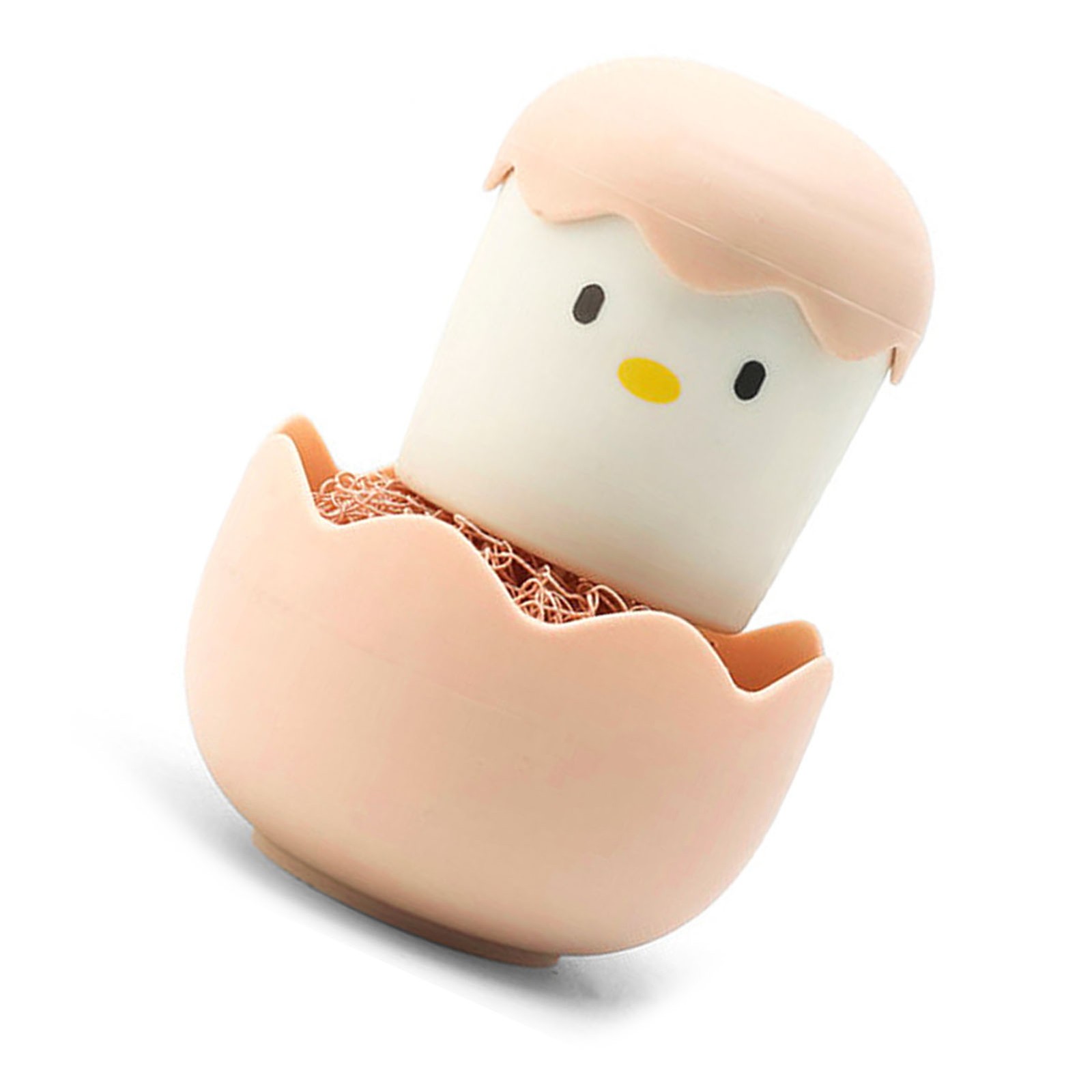 (Pink)Cartoon Eggshell Dish Cleaning Brush Long Lasting Easy To Grip Cute Kit US