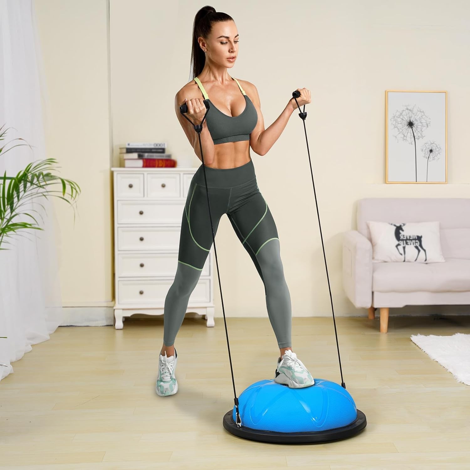 VEVOR Half Exercise Ball Trainer, 23/26 inch Balance Ball Trainer, 1500lbs Cap