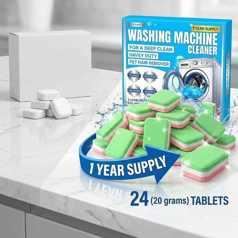 Washing Machine Cleaner Tablets Deep Clean HE Front Load Top Load 24 Count New
