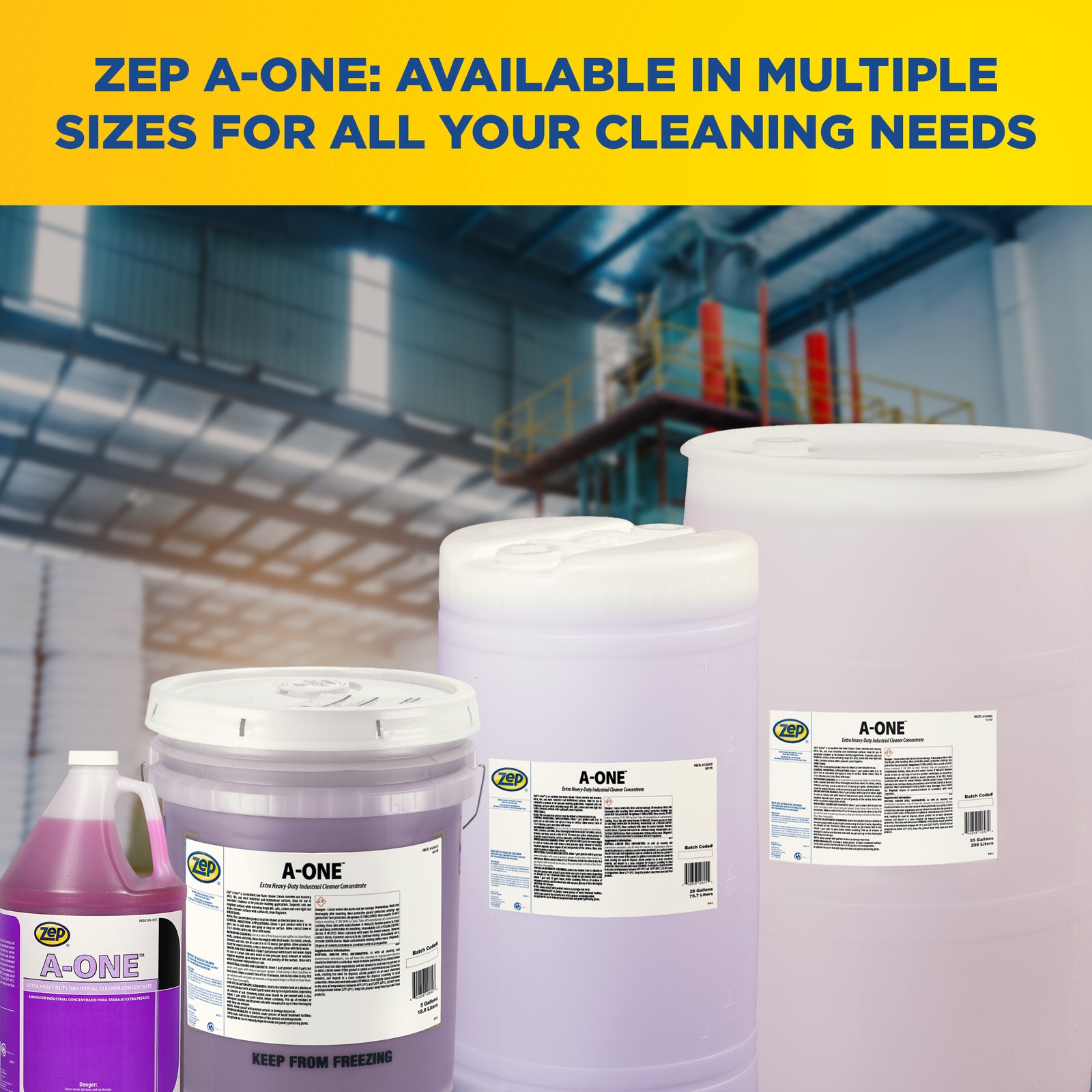 Zep A-One Industrial Cleaner – 55 Gallon (1 Unit) 126985 – Low Foam Extra
