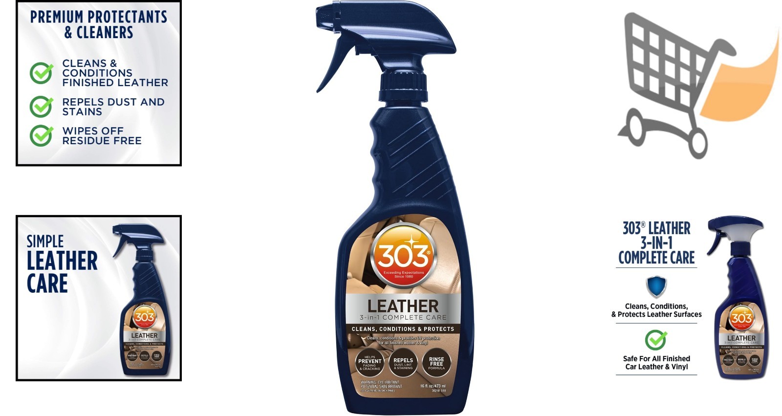 Leather 3-In-1 Complete Care Spray 16oz Protects Cleans Conditions for Furniture