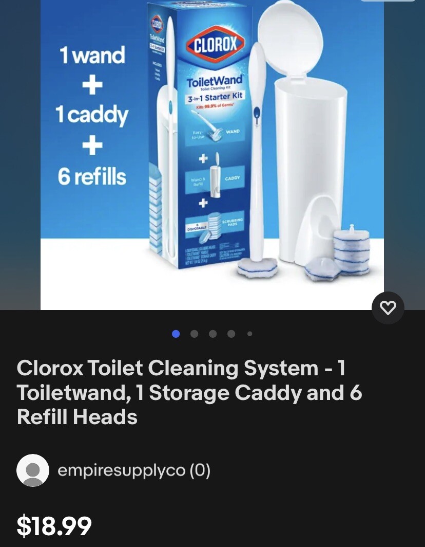 Clorox Toilet Cleaning System – 1 Toiletwand, 1 Storage Caddy and 6 Refill Heads