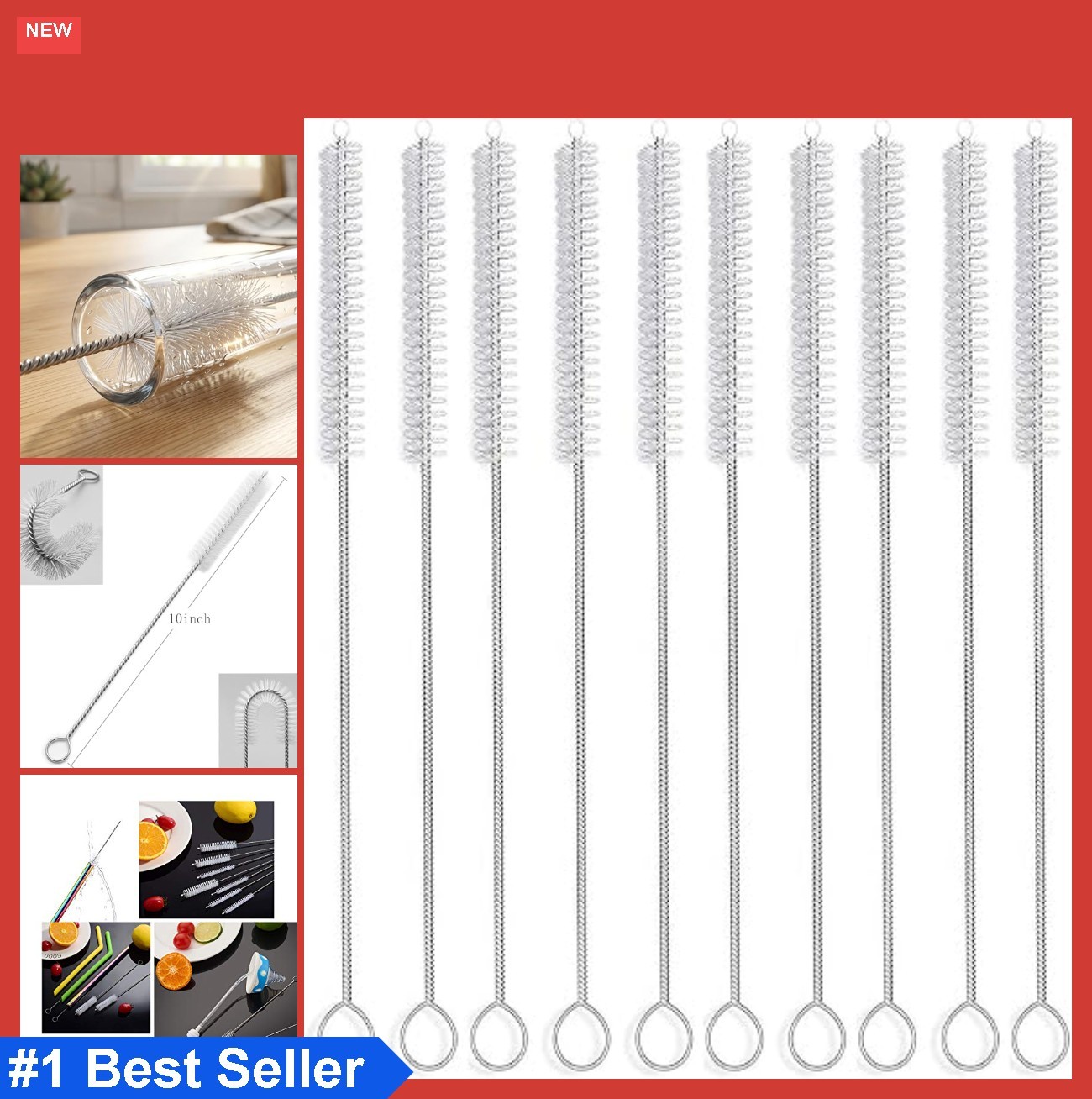 Straw Brush Cleaner 10 Pack 10 Inch Flexible Nylon Tube Cleaning Brushes