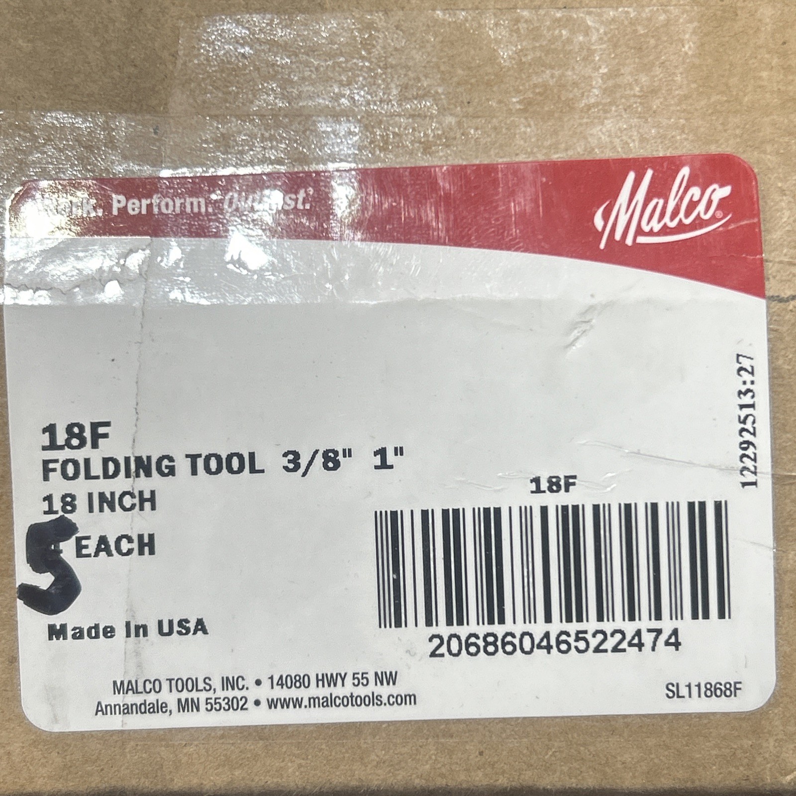 (Lot Of 5)Malco Folding Tool, 18″, Steel 18F Malco 18F 686046522470 Steel